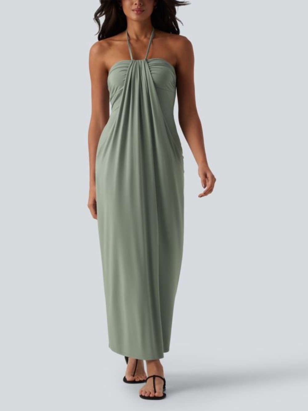 Halara Asparagus Backless Halter Maxi Dress. Size XS.